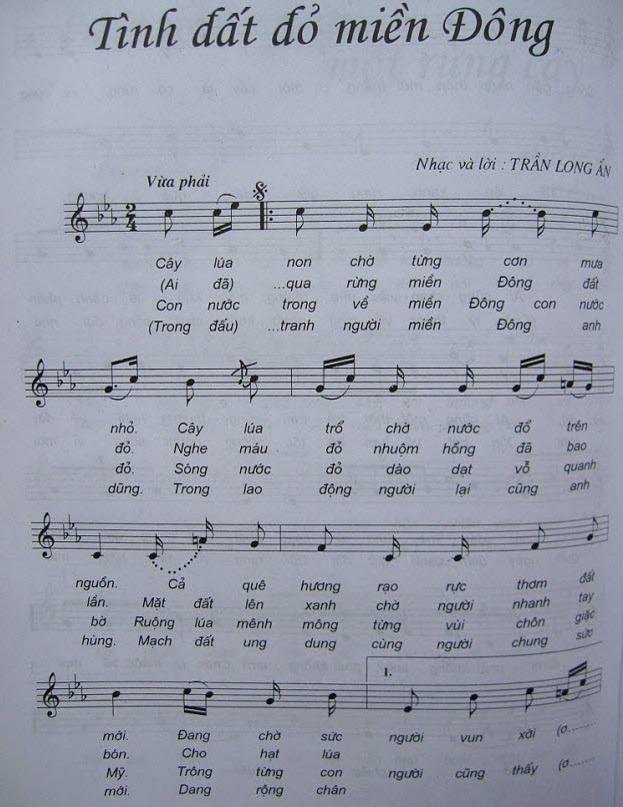 Sheet nhạc Tình Đất Đỏ Miền Đông